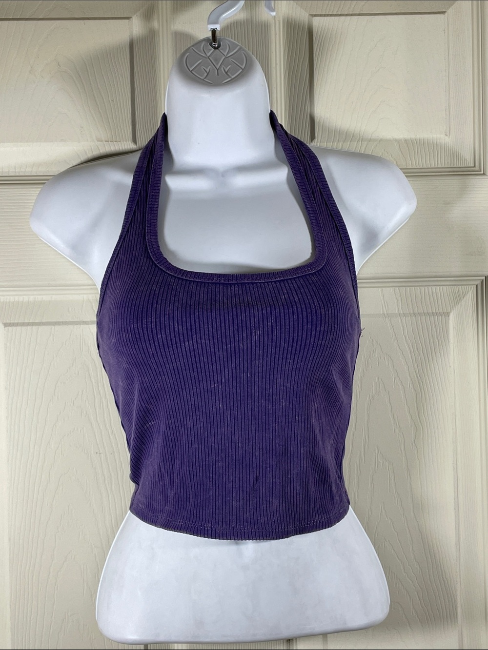 wild fable Purple Ribbed Halter Crop Tank Top